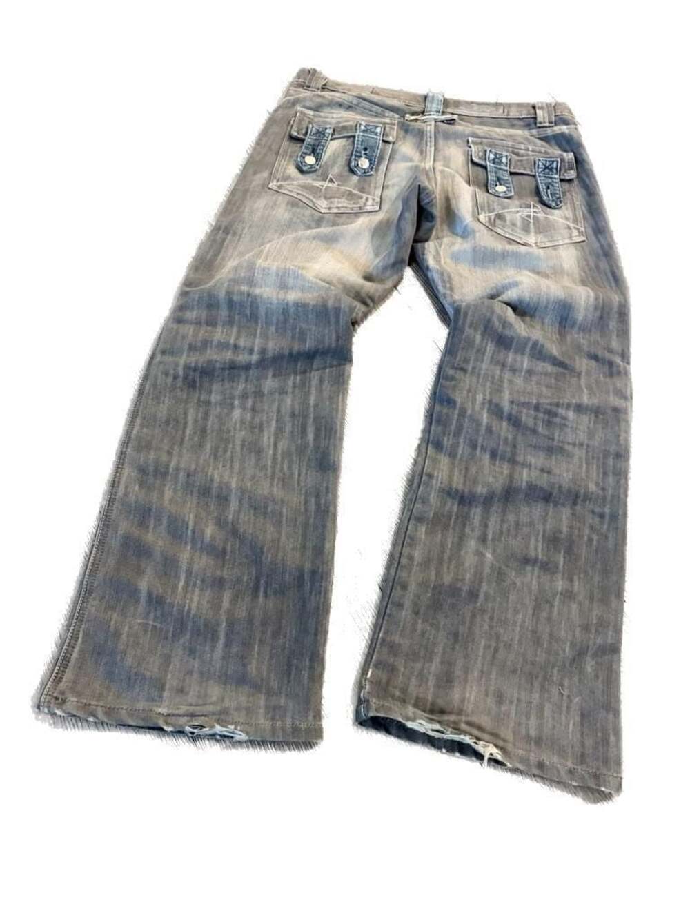 Vintage Jeans De Art Distressed Cargo Denim Jeans with Side Zippers Size 36